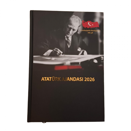 Atatürk ajandası, 2026 ajanda, tarihlİ ajanda, Atatürk temalı ajanda, promosyon ajanda, kurumsal hediye, özel baskılı ajanda, Sann Promosyon Atatürk Ajandası