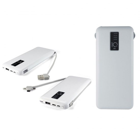 SA-7423 Powerbank 10000 mAh Mobil Şarj Cihazı 10000 mAh powerbank, dahili kablolu powerbank, promosyon powerbank, taşınabilir şarj cihazı, logo baskılı powerbank